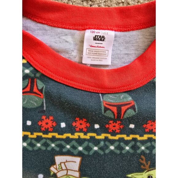 Hanna Andersson Star Wars Mandalorian Trek Teal Long John Organic Pajama Size 8 - Picture 3 of 7